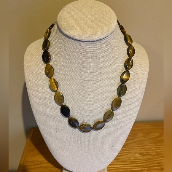 TIGER Eye Oval Brown Stone‎ Necklace - Picture 1 of 11
